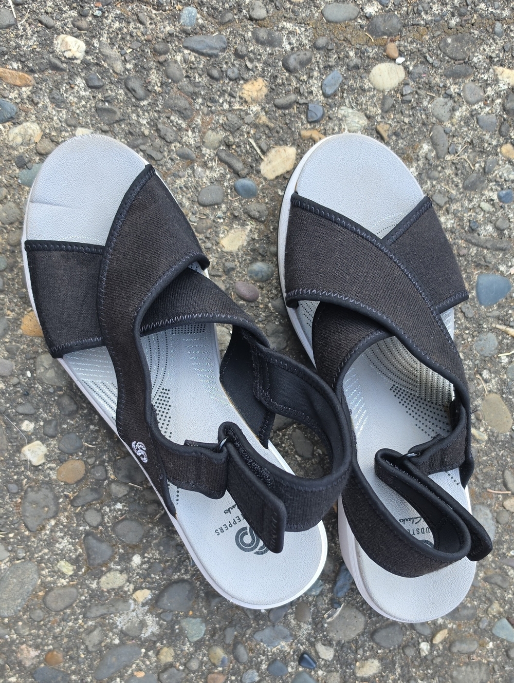 Clarks Black and Light Gray  Hook-and-Loop Sandals